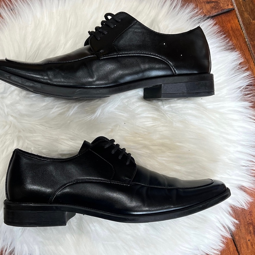 Perry Ellis Portfolio Style Square Toe Black Dress Shoes 9.5 Lace Up Oxfords